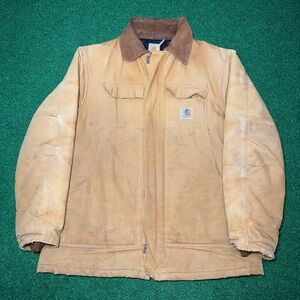 Vintage 90s Carhartt Coat, One of a Kind Look, Distressed Workwear Jacket (XL)